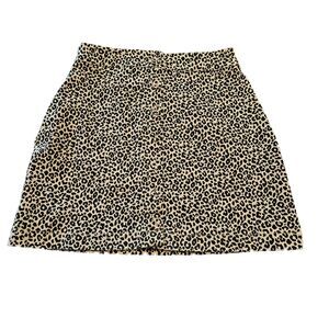 FOREVER 21 Mini Skirt Size S Neutral Cheetah Animal Print Chic 90's Punk Stretch